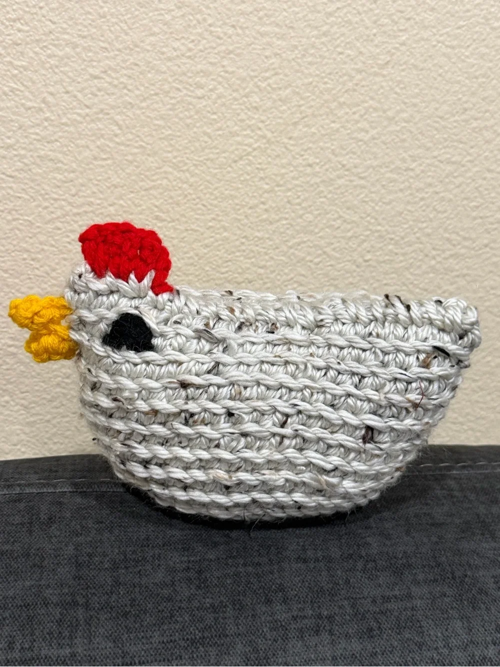 Handmade Cream Crochet Chicken Plush - Kids Accessory